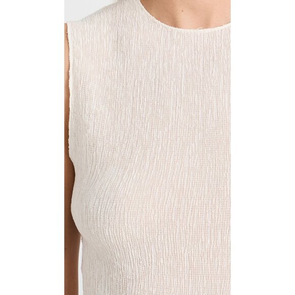 Tibi Sage Crinkle Lyocell Fitted Tank in Ivory, size Large - Picture 3 of 13